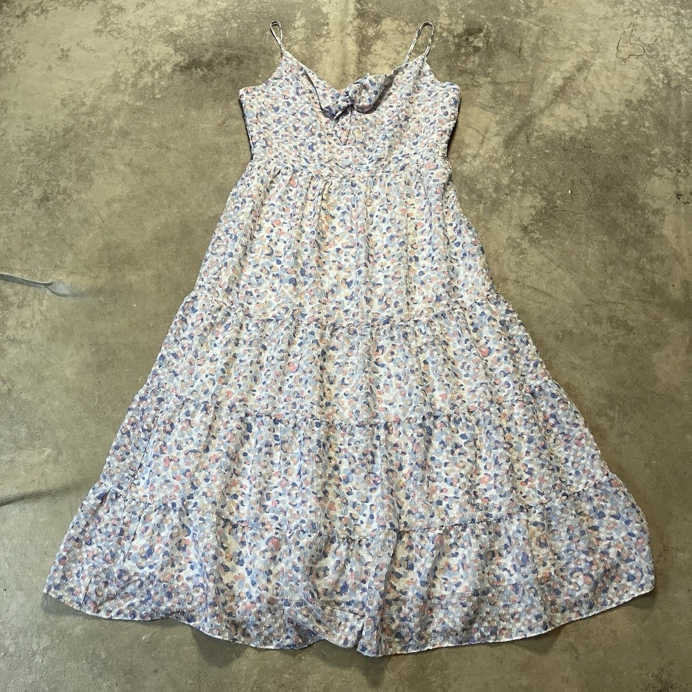 Nanette Lepore Dress Womens Size 8 Strappy Tiered Watercolor Midi‎ Sundress